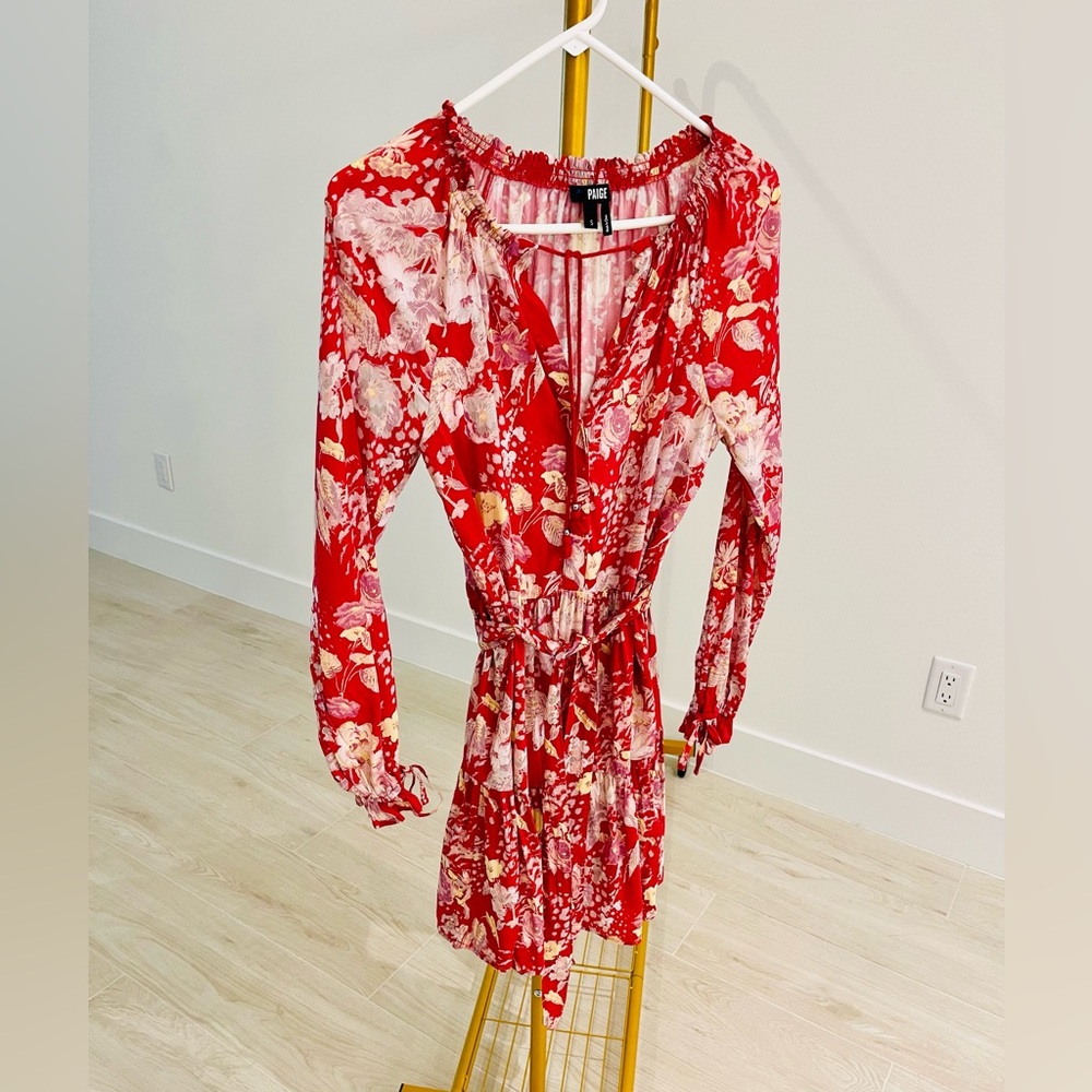 Paige dress, size small. Ties at waist and wrists. cotton/viscose blend.